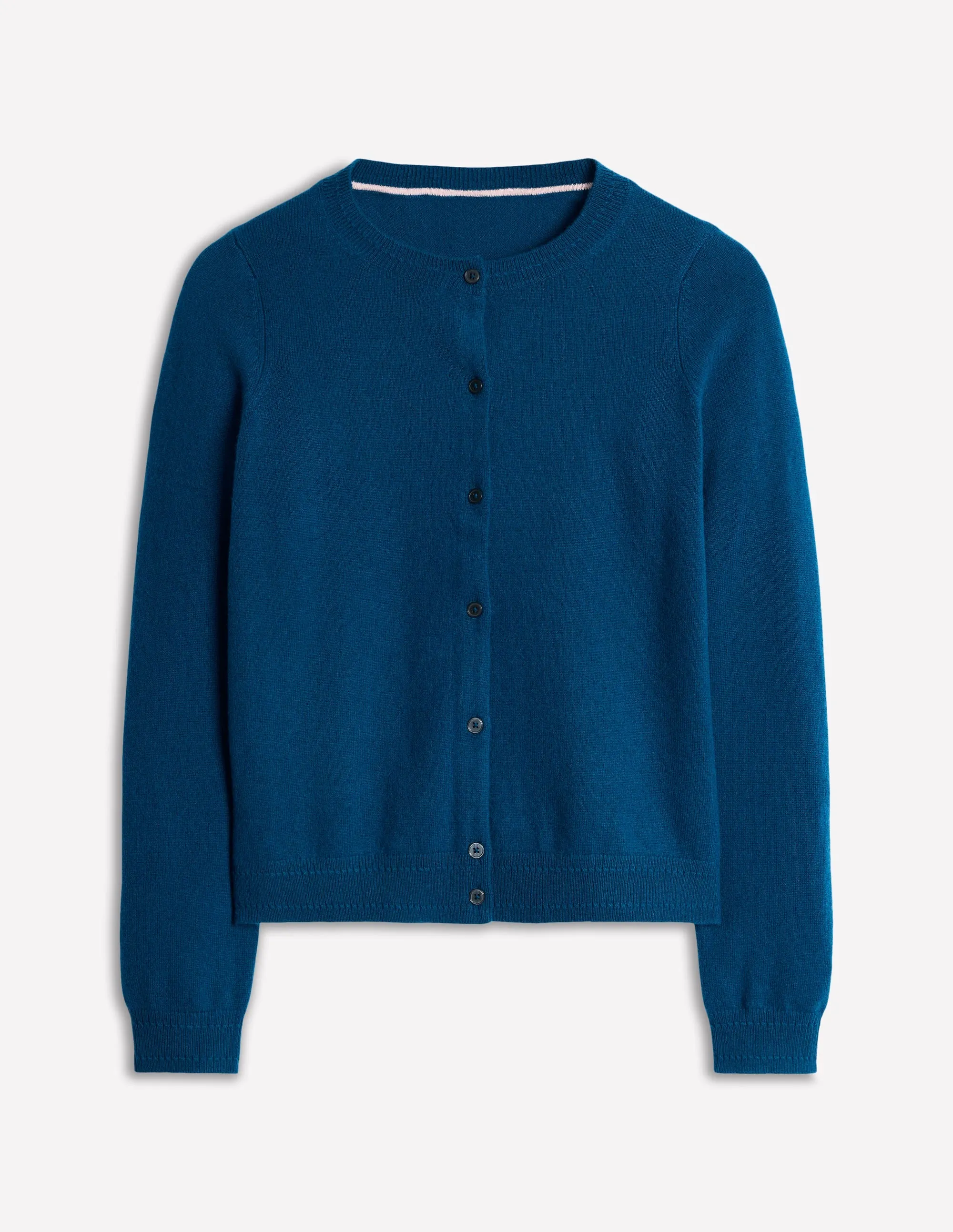 Eva Cashmere Crew Cardigan-Harbour Blue