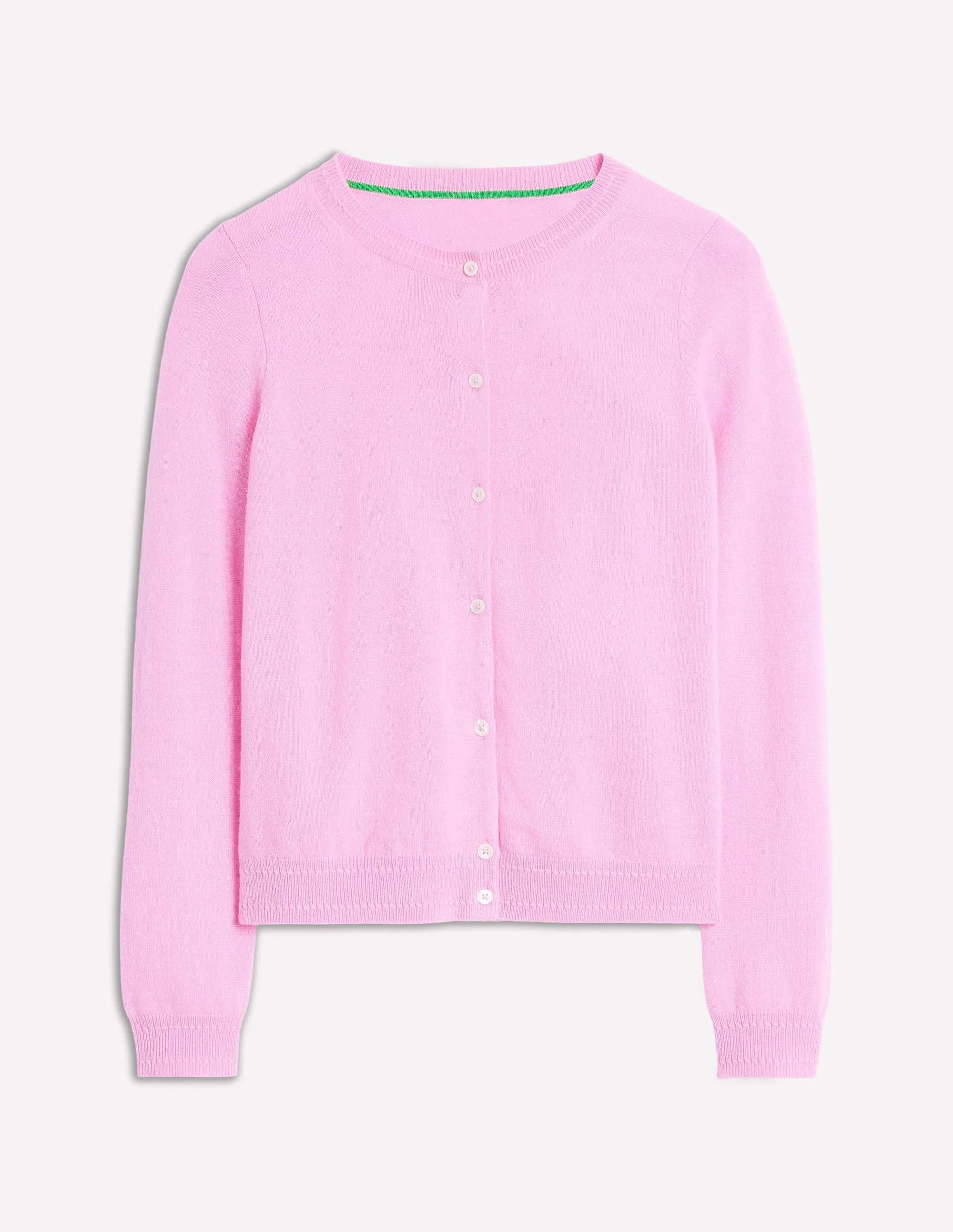 Eva Cashmere Crew Cardigan-Meadowsweet Pink