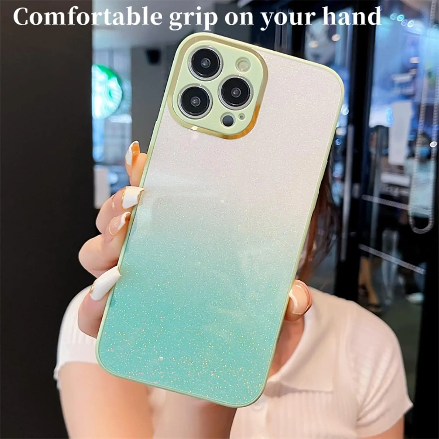 Exquisite Creative Gradient Glitter PC Phone Case for iPhone 14 13 12 11 Plus Pro Max Durable Bumper Bling Gorgeous Protector Cover(Black,12)