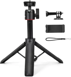 Extendable Mini Tripod,8-23.6inch Height Adjustable 360 Rotation Ball Head Cold Shoe Handheld Vlog Small Camera Tripod for Webcam iPhone,Travel Selfie Stick for DSLR Action Camera