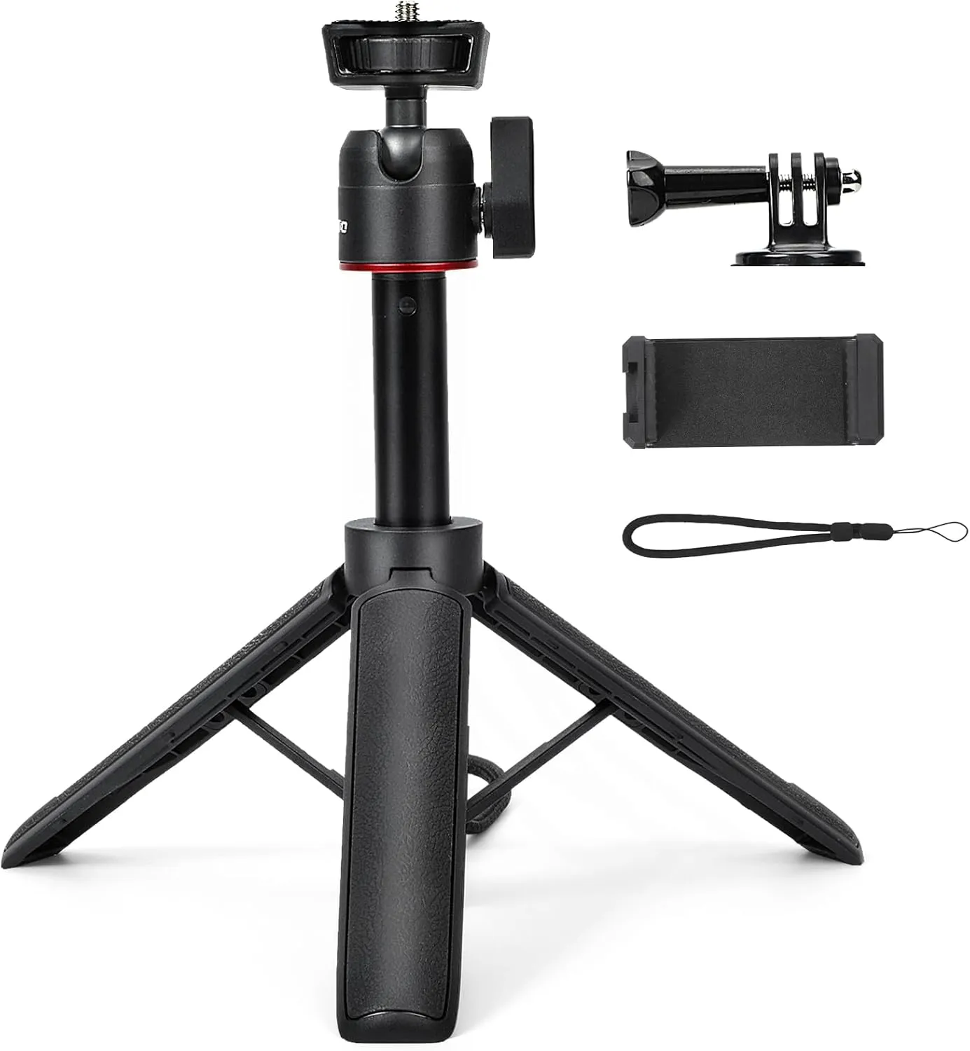 Extendable Mini Tripod,8-23.6inch Height Adjustable 360 Rotation Ball Head Cold Shoe Handheld Vlog Small Camera Tripod for Webcam iPhone,Travel Selfie Stick for DSLR Action Camera
