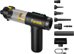 Fanttik Slim V10 Mix Cordless Car Vacuum, 4 in 1 Handheld Air Duster, Color Smart LED Display, 16kPa Suction Power, Cordless Portable Mini Keyboard Vacuum for Car, Office Desk
