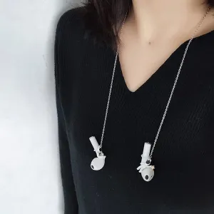 Fashion Metal Earphone Holder Anti-Lost Chain Suitable for Airpods 2-3 Pro, Astronaut Figured Necklace Space Theme