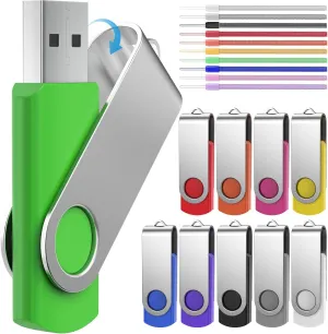FEBNISCTE 64GB Flash Drive 10 Pack USB Flash Drives Thumb Drive High Capacity USB 2.0 Memory Stick 64 GB Jump Drive Pen Drive Zip Drive High Speed for Data Storage