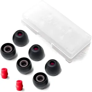 Final Audio Black Black/Red Silicone Type E Eartips kit with Case and Nozzle Adapter Compatible with 1More, AKG, Audio-Technica, Beats by Dre, Campfire Audio, Empire Ears, Shure, Sony, Westone (Small)