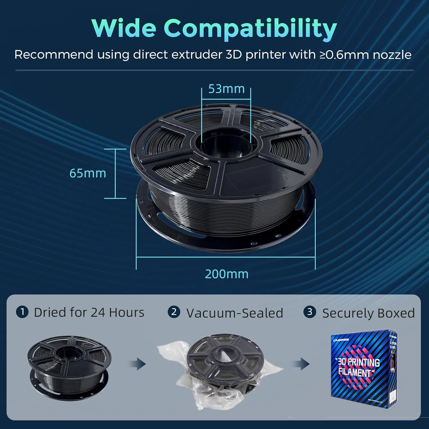 FLASHFORGE PLA Flexible 1.75 mm, 4X longer stretch 3D Printer Filament 1Kg (2.2lbs) Spool - Dimensional Accuracy  /- 0.02 mm, Ideal for Printing Soft Accessories