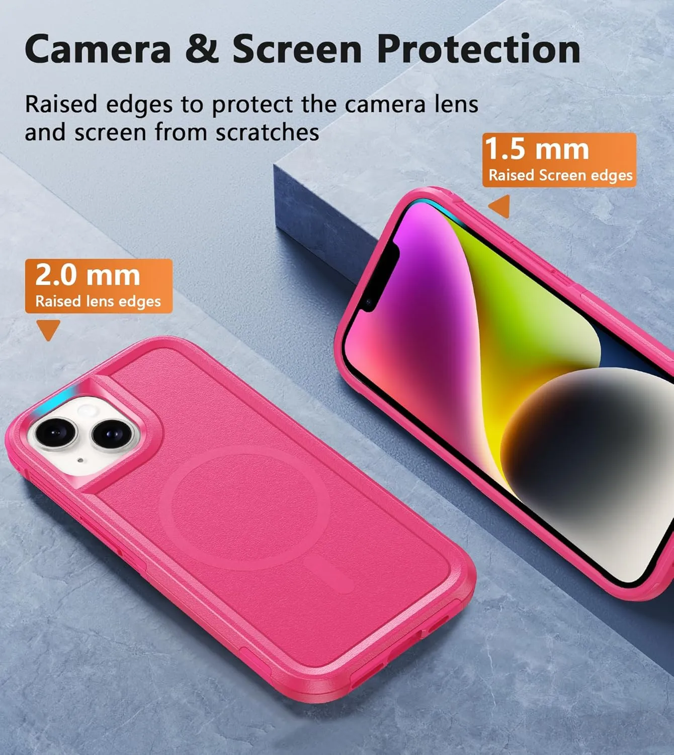 FNTCASE for iPhone 13/14 Magnet Case: iPhone 16e Magnetic Dual Layer Military Grade Drop Shockproof Protection Cell Phone Cover - Rugged Durable Heavy Duty Protective Bumper Tough Hot Pink