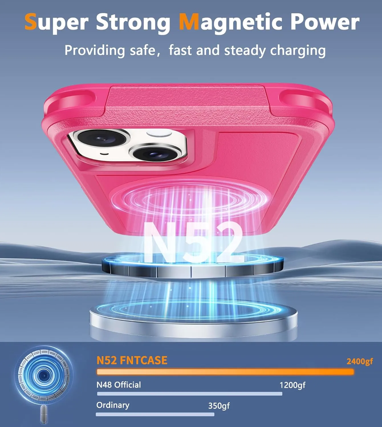FNTCASE for iPhone 13/14 Magnet Case: iPhone 16e Magnetic Dual Layer Military Grade Drop Shockproof Protection Cell Phone Cover - Rugged Durable Heavy Duty Protective Bumper Tough Hot Pink