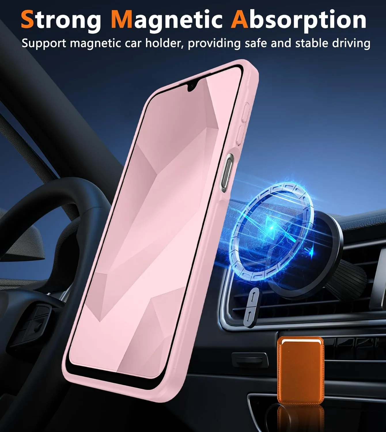 FNTCASE for Samsung Galaxy A16-5G Case: Magnetic Matte Textured Military Grade Drop Protection Translucent Phone Cover - Slim Rugged Durable Shockproof Protective Bumper Cases- 6.7 inches(Light Pink)
