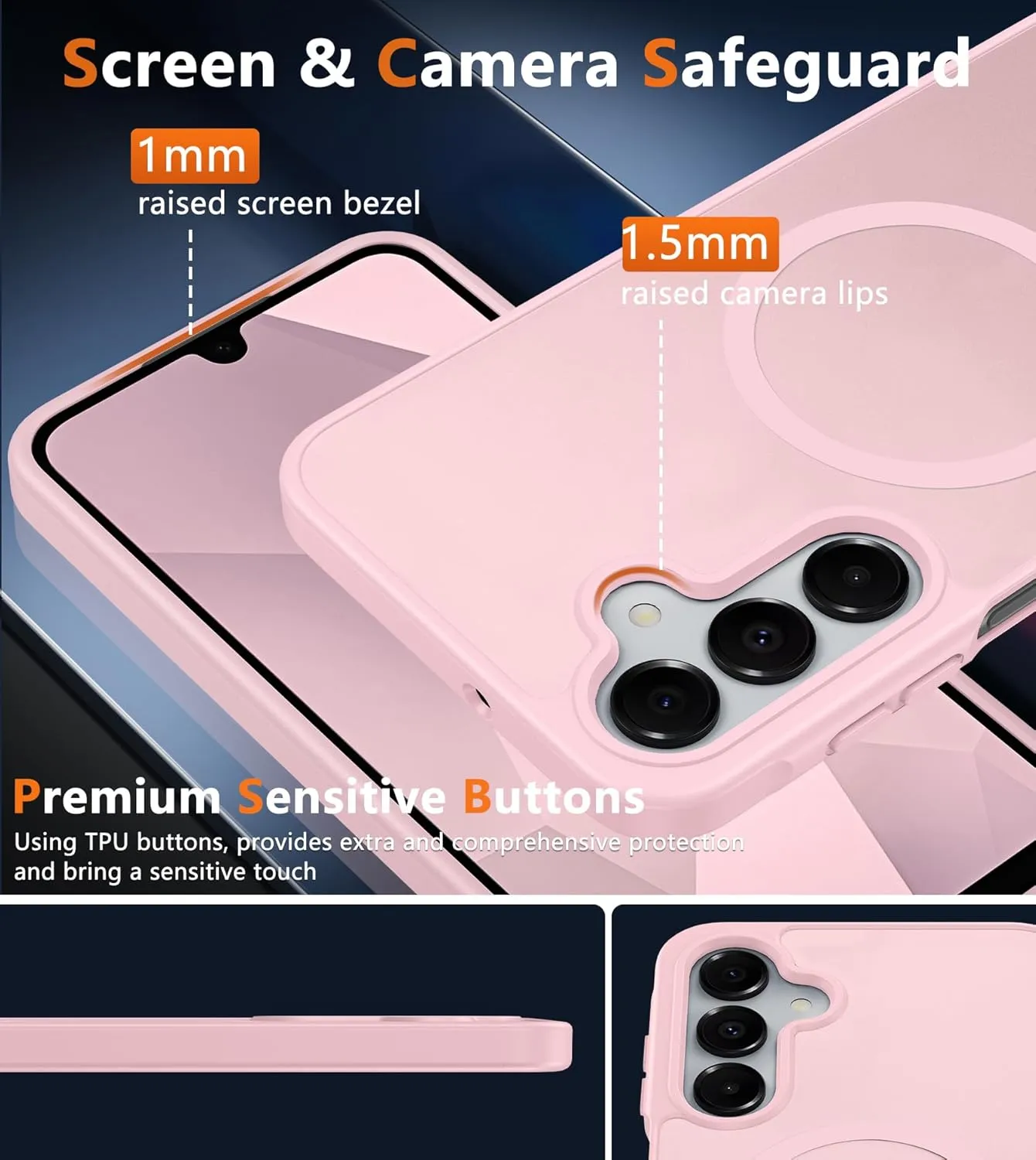 FNTCASE for Samsung Galaxy A16-5G Case: Magnetic Matte Textured Military Grade Drop Protection Translucent Phone Cover - Slim Rugged Durable Shockproof Protective Bumper Cases- 6.7 inches(Light Pink)