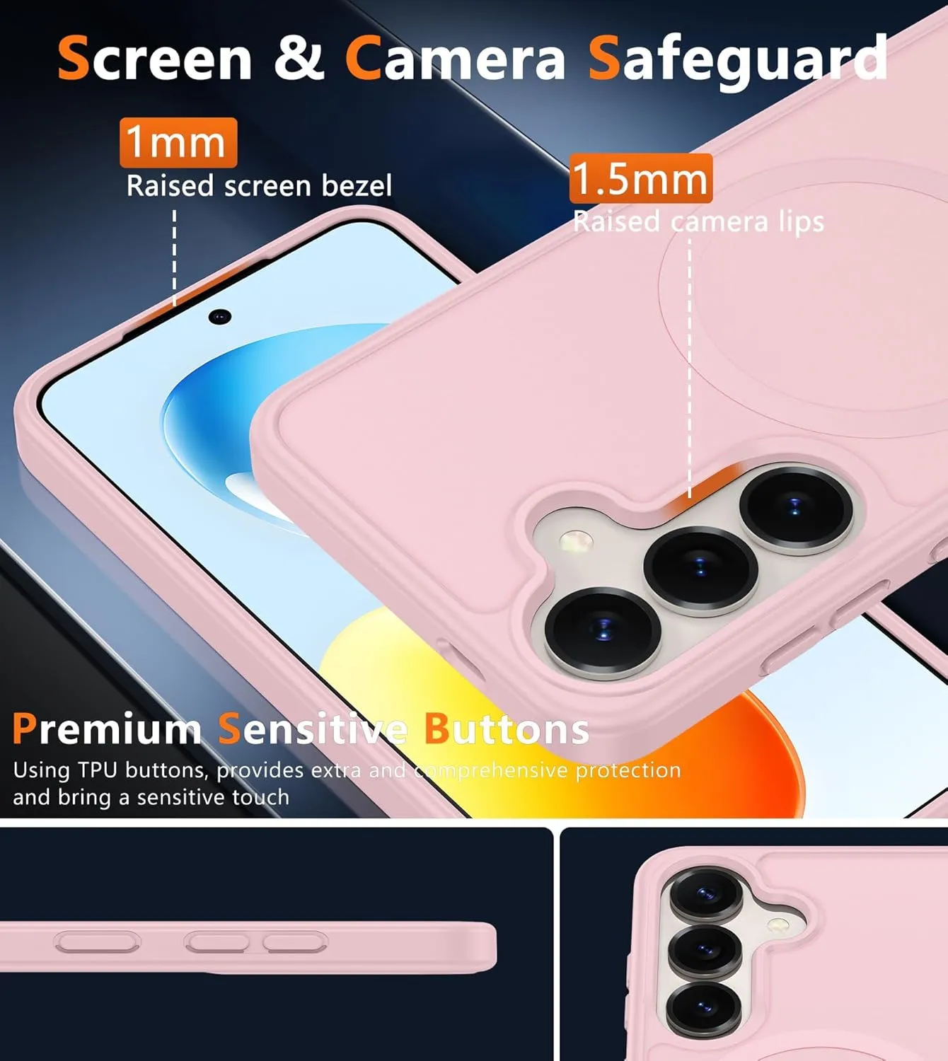 FNTCASE for Samsung Galaxy S25 Case: Magnetic Matte Textured Military Grade Drop Protection Translucent Cell Phone Cover - Slim Rugged Durable Shockproof Protective Bumper Cases- 6.2 inches(Pink)