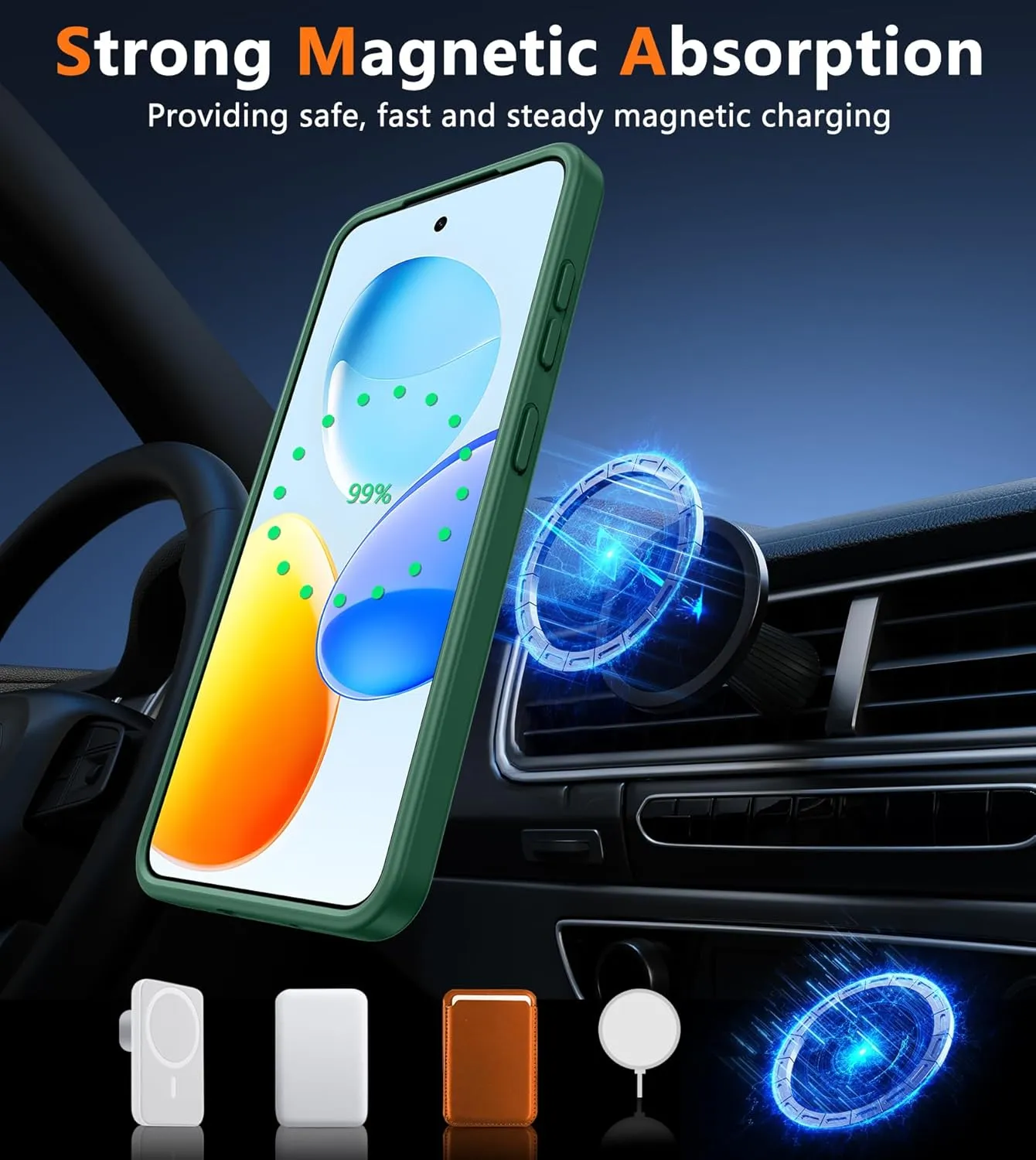 FNTCASE for Samsung Galaxy S25 Case: Magnetic Translucent Matte Shockproof Slim Cell Phone Cover - Military Grade Drop Proof Hard Back Anti-Fingerprint Protective Case (6.2 inch/Green)