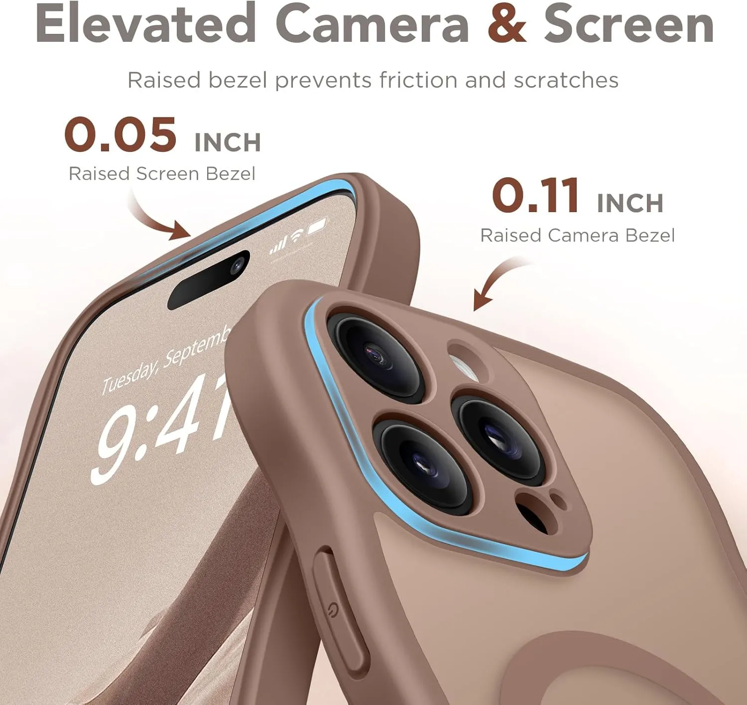for iPhone 16 Pro Max Case for Women Girls, Upgraded [Full Camera Protection] [Compatible with MagSafe] Cute Wave Translucent Matte Phone Case for iPhone 16 Pro Max, Brown