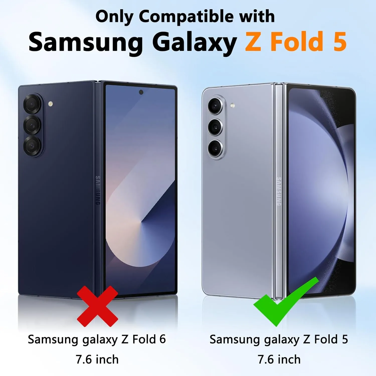 Fotbor [2 Pack] for Samsung Galaxy Z Fold 5 Screen Protectors Flexible Soft Inner Screen EPU Protective Film Full Coverage Clear Bubble-Free Case Friendly Screen Protector for Galaxy Z Fold 5, 7.6-Inch