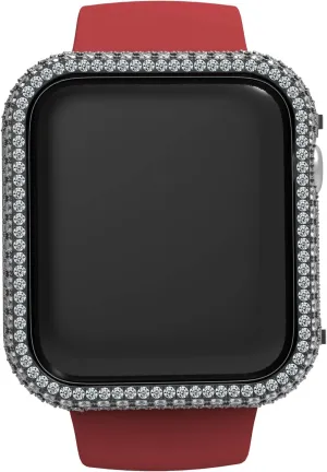 Full Gorgeous Bling Zircon Diamonds Metal Alloy Bezel Frame Case Cover Compatible Apple Watch Series 4 5 6 SE (Black, 40mm)