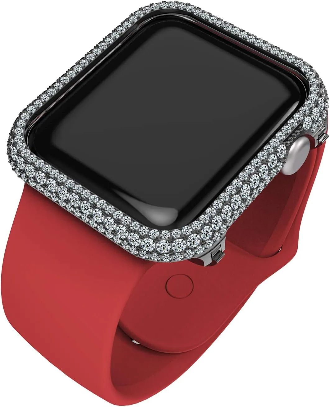 Full Gorgeous Bling Zircon Diamonds Metal Alloy Bezel Frame Case Cover Compatible Apple Watch Series 4 5 6 SE (Black, 40mm)