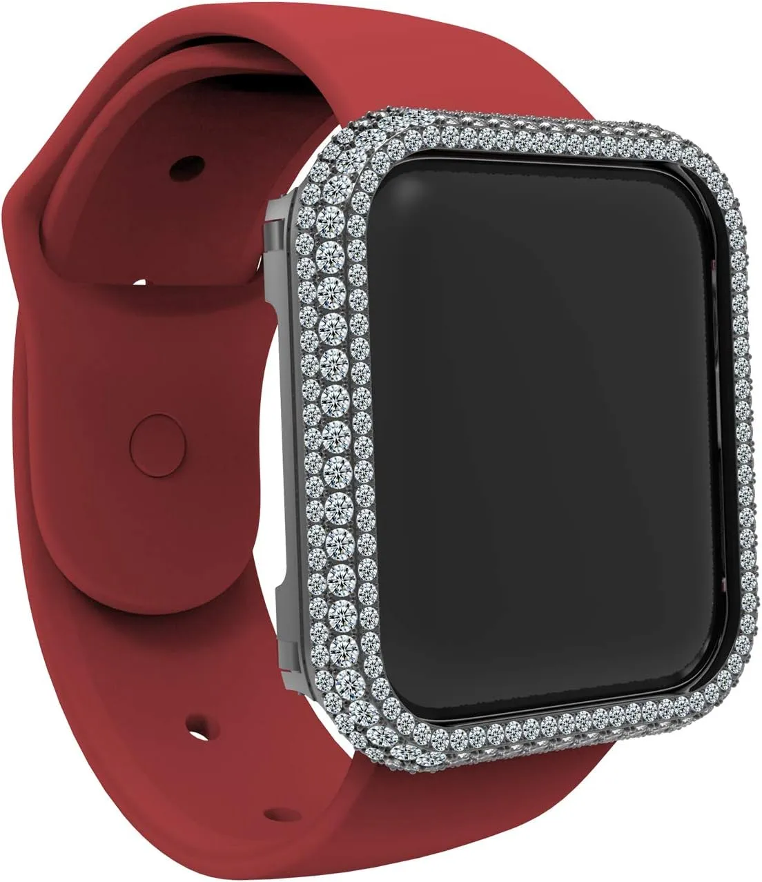Full Gorgeous Bling Zircon Diamonds Metal Alloy Bezel Frame Case Cover Compatible Apple Watch Series 4 5 6 SE (Black, 40mm)