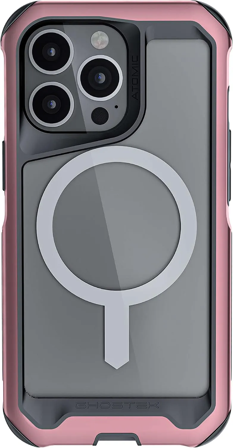 Ghostek Atomic Slim iPhone 13 Case for Women with MagSafe and Pink Aluminum Bumper Cute Girly Premium Phone Covers Wireless Charging Compatible Designed for 2021 Apple iPhone 13 (6.1 inch) (Pink)
