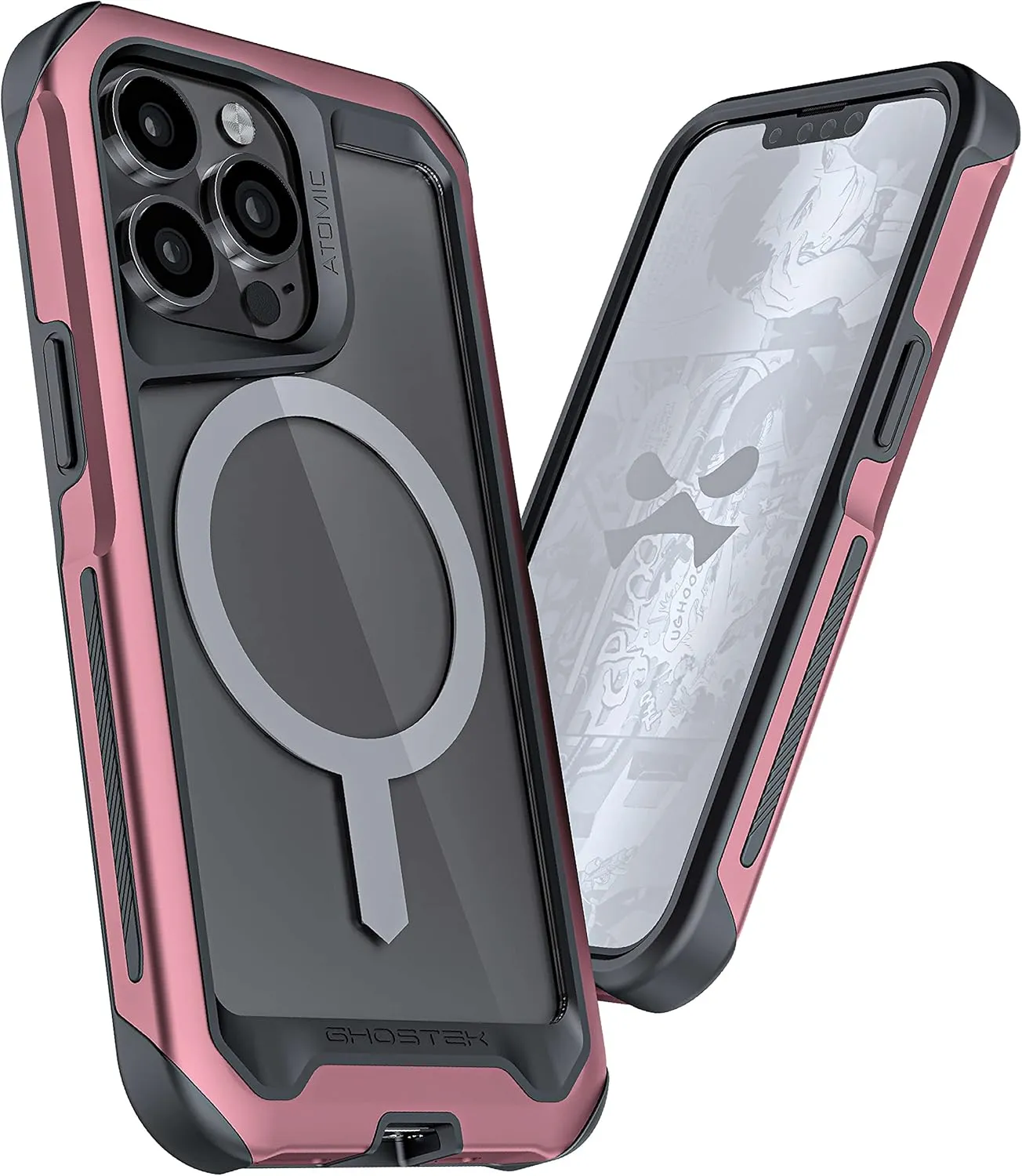 Ghostek Atomic Slim iPhone 13 Case for Women with MagSafe and Pink Aluminum Bumper Cute Girly Premium Phone Covers Wireless Charging Compatible Designed for 2021 Apple iPhone 13 (6.1 inch) (Pink)