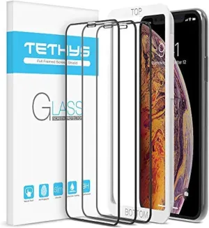 Glass Screen Protector Designed for Apple iPhone 11 Pro Max/iPhone Xs Max (6.5") [Edge to Edge Coverage] Full Protection Durable Tempered Glass [Guidance Frame Included] - Pack of 3