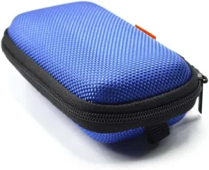 GLCON Earbud Carrying Case - Rectangle Shape Small Hard EVA Case, Mesh Inner Pocket, Durable Exterior - Lightweight Portable Universal Zipper Storage Bag for Wired Bluetooth Headset, Charger - Blue