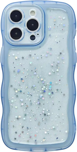 Glitter Case for iPhone 6S 4.7 inch, Cute Wave Frame Curly Shape Sparkly Shiny Cover, iPhone 6 Bling Cover Stylish Durable Protective Case for Girls Women, Blue