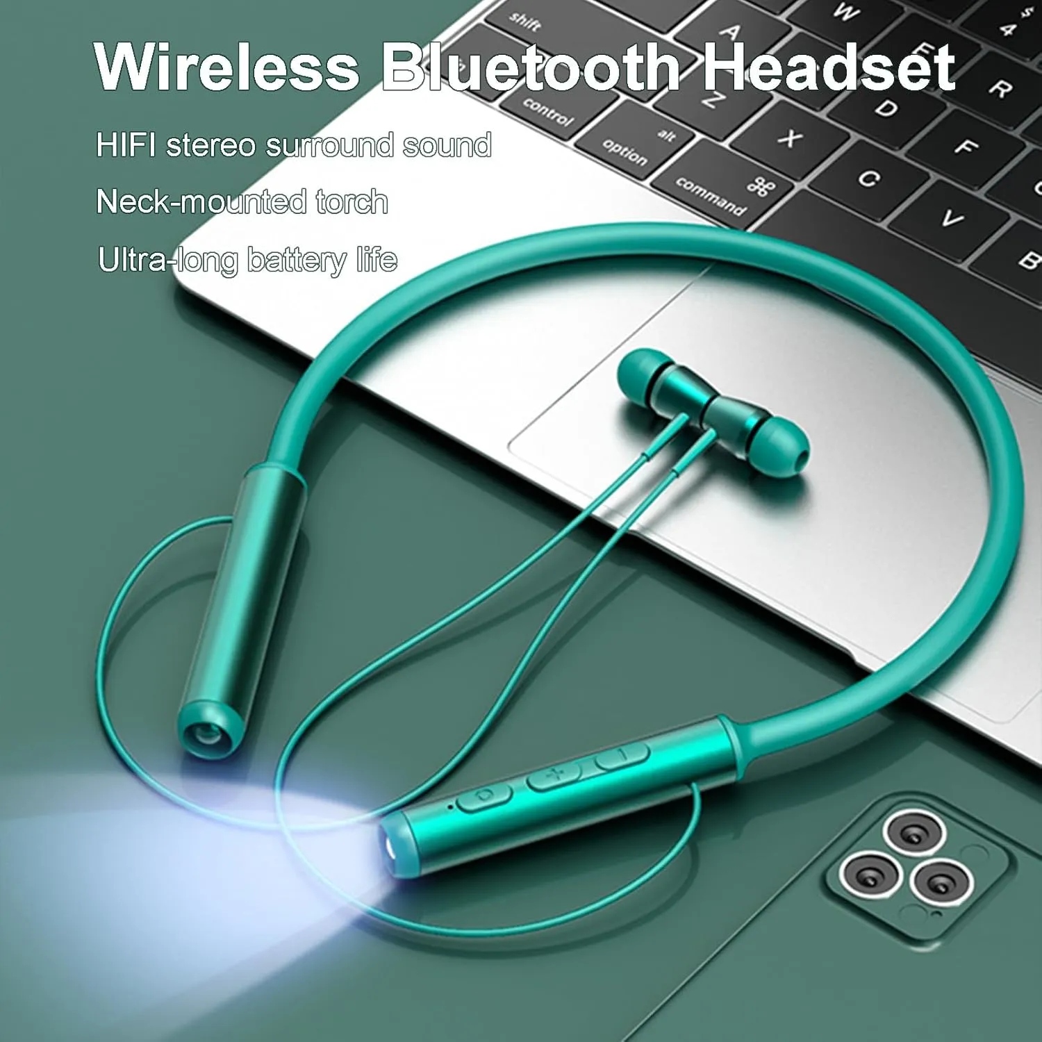 Headphone Neckband Bluetooth Earbuds Waterproof Sports Earphones with Microphone Sweatproof Stereo Earbuds Sports Earphones (Blue)