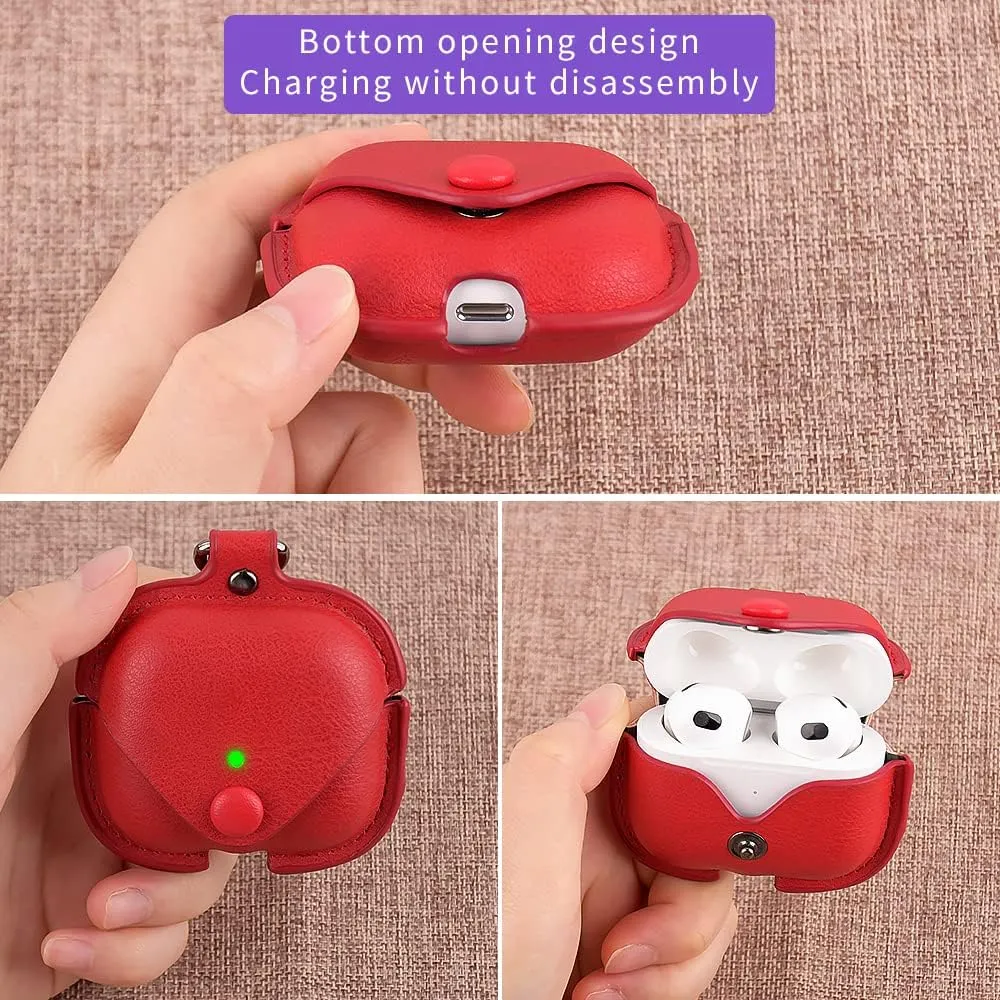 Headphones Cases for AirPods Pro Case Cover, Business PU Leather Cases Covers with Carabiner Apple AirPods Pro 1st Charging Case Cases