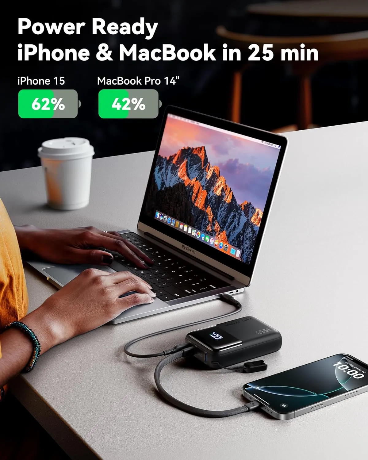 INIU 100W Power Bank, Mini Size 25000mAh High Capacity Laptop Portable Charger, USB C in&Out Tablet Powerbank, Smart Digital Display Phone Charger for iPhone 16 15, Samsung, iPad, MacBook, Laptop etc.