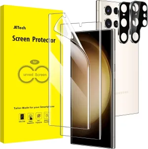 JETech Screen Protector for Samsung Galaxy S23 Ultra 5G 6.8-Inch with Camera Lens Protector, Flexible TPU Film, Fingerprint ID Compatible, Easy Installation, HD Clear, 2-Pack Each