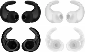 JNSA Ear Tip Anti-Slip Sports Earbuds Tips Ear Fins Wingtips Noise Isolation Replacement Eartips Adapters for in-Ear Earphones 4mm to 6mm Nozzle Attachment 4 Pairs, Black and White HT4BW