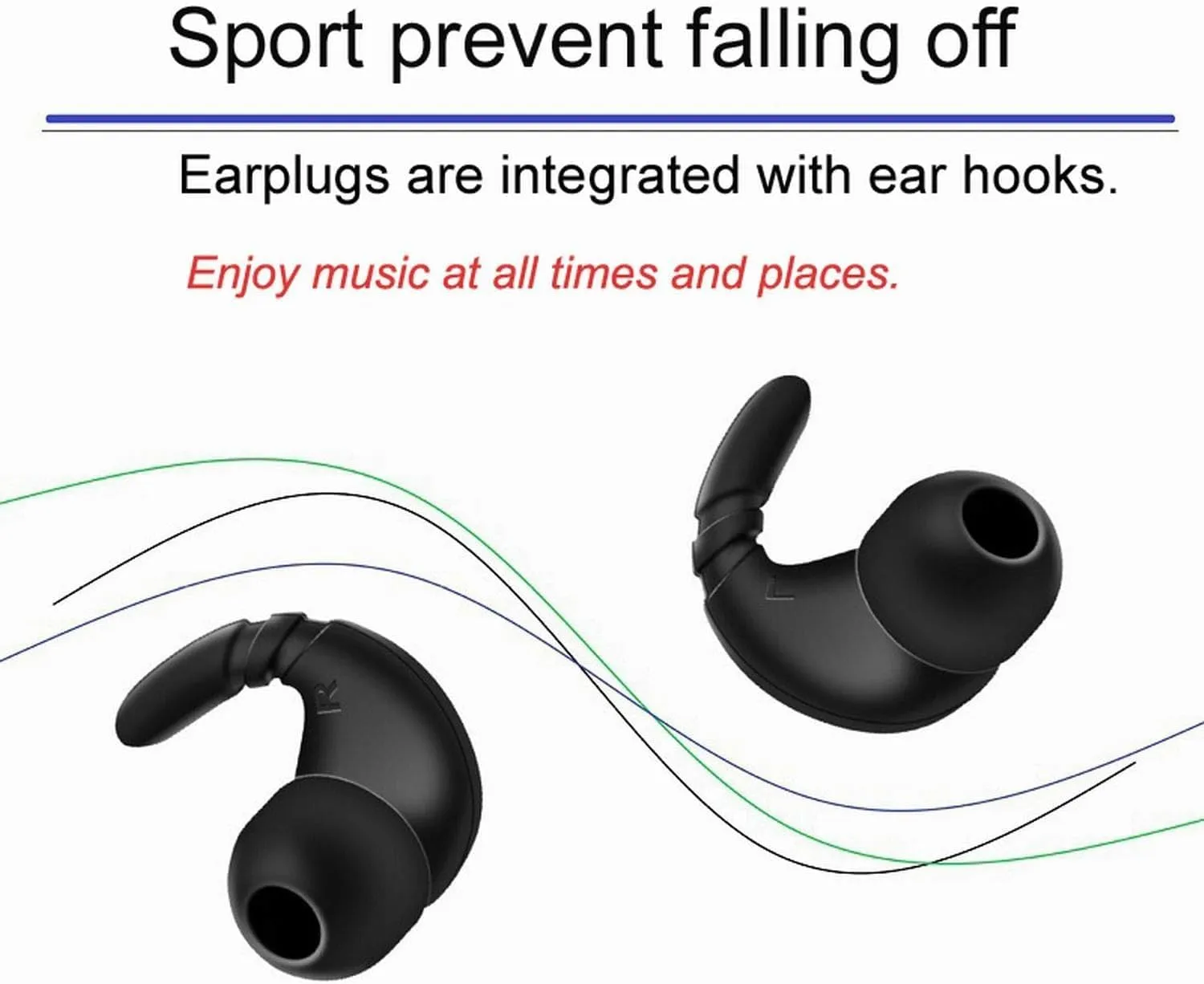 JNSA Ear Tip Anti-Slip Sports Earbuds Tips Ear Fins Wingtips Noise Isolation Replacement Eartips Adapters for in-Ear Earphones 4mm to 6mm Nozzle Attachment 4 Pairs, Black and White HT4BW
