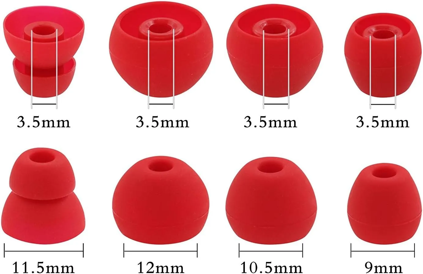 JNSA Red Eartips Earbuds Buds Tips for Beats BeatsX & UrBeats3 Earphones, 8 Pairs with 4 Size Options,Ear Tips for Beats X Red