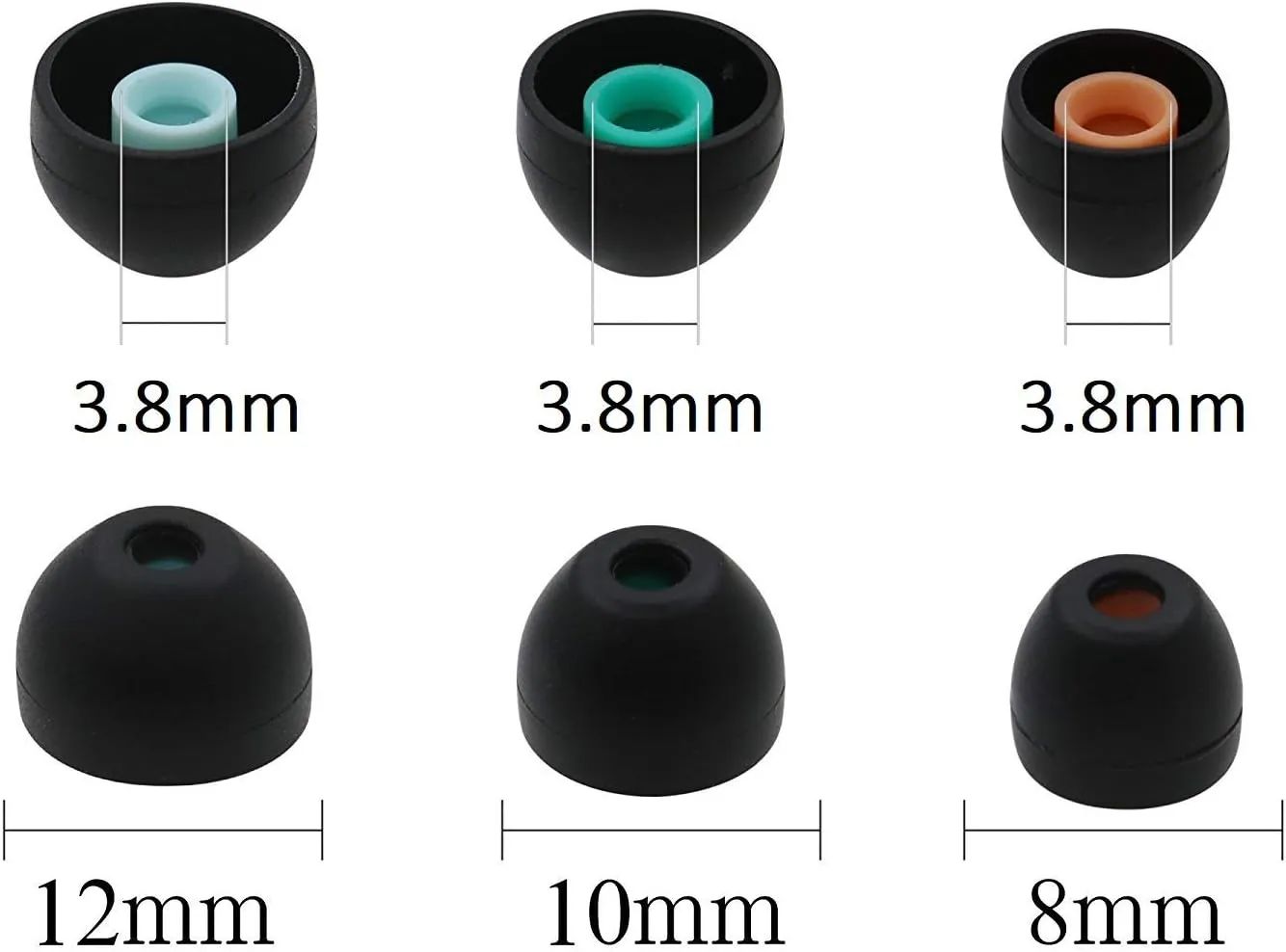 JNSA Silicone Earbuds Tips Ear Tips Replacement for Sony WF 1000xm5/1000xm4, XBA, MDR and DR Series in-Ear Earphone Headsets SML 3 Size 3 Pairs,Black