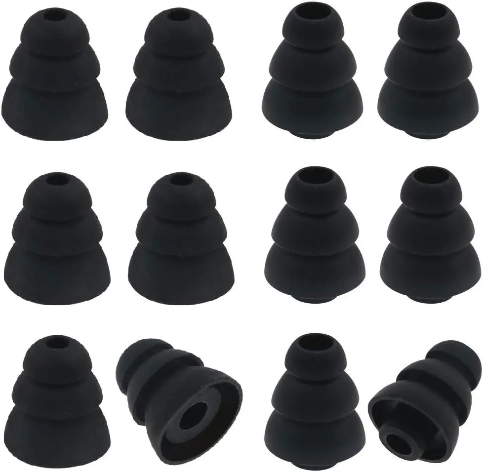 JNSA Triple Flange Noise Cancelling Ear gels Buds Ear Tips Compatible with S0NY, SENS0, Beat s Flex, Beat s X Earphones,Black PRO3FSM6P