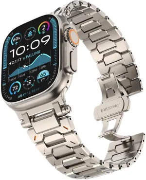 KADES Metal Case with Back Cover & Durable Stainless Steel Band for Apple Watch Ultra 2 49mm, Durable Metal Connector, Titanium & Titanium