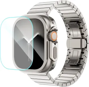 KADES Rugged Metal Case with Watch Back Cover & Durable Classic Stainless Steel Band for Apple Watch Ultra 2 49mm, Titanium & Titanium