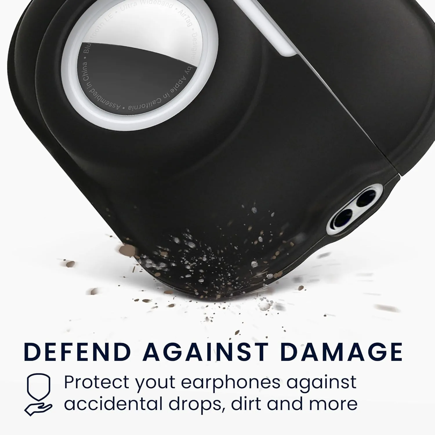 kwmobile Case Compatible with Apple Airpods Pro 2 Case with Apple Airtag Storage - Silicone Cover - Black
