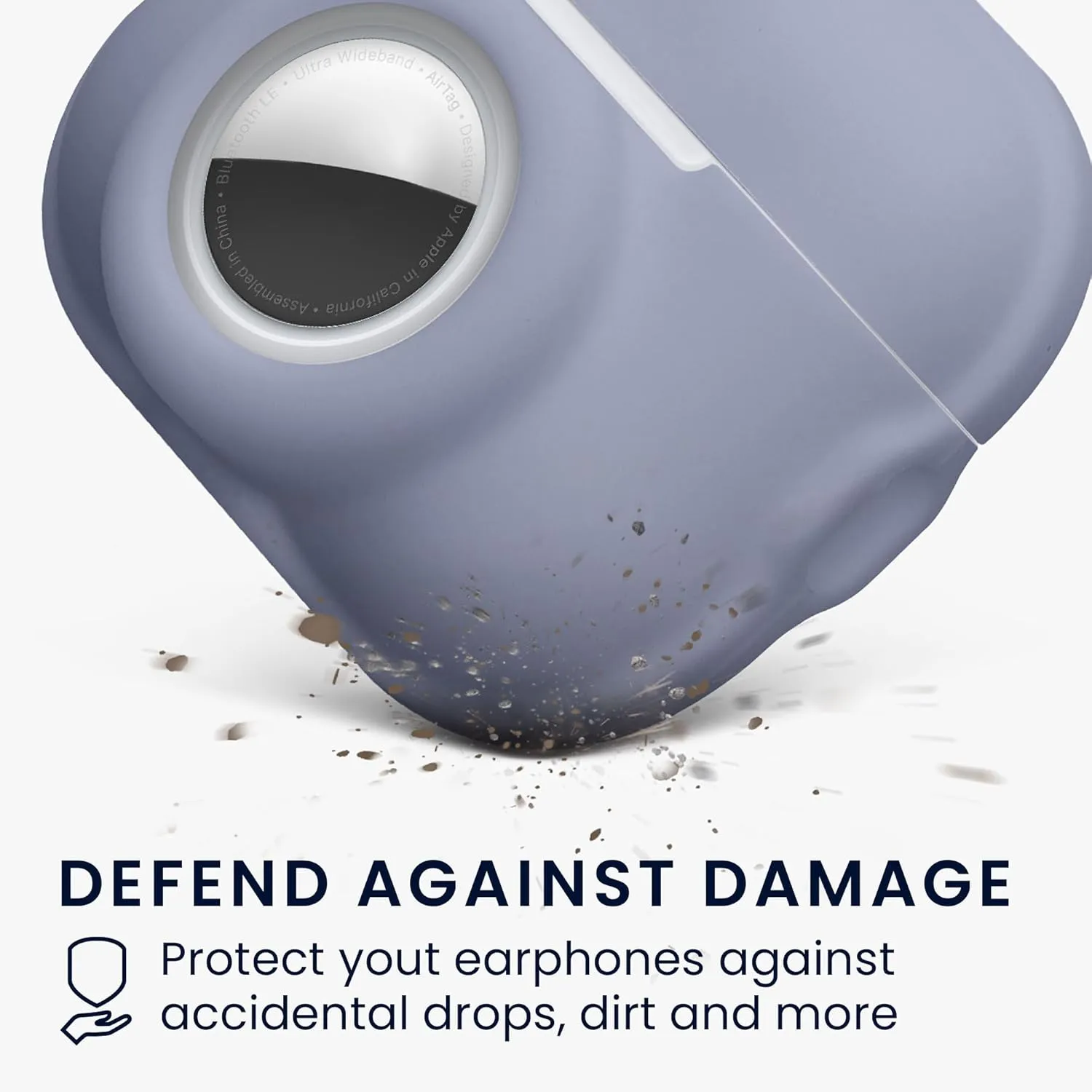 kwmobile Case Compatible with Apple Airpods Pro 2 Case with Apple Airtag Storage - Silicone Cover - Lavender Grey