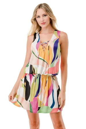 Lace Up Drop Waist Dress