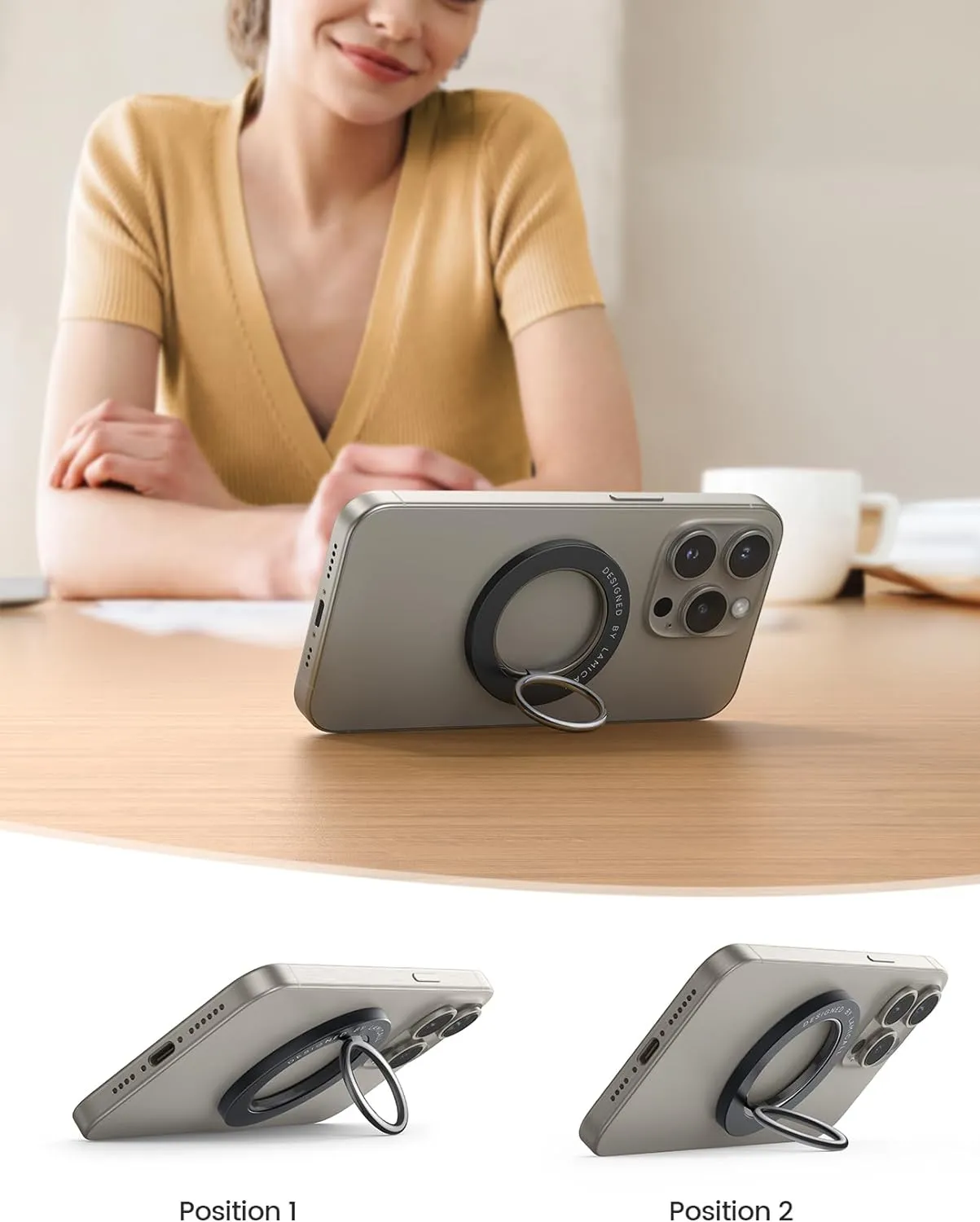 Lamicall Magnetic Phone Ring Holder for MagSafe, [Flexible 360 Rotation] Magnet Finger Ring Grip Stand Holder, Fit for iPhone 16 15 14 13 12, Pro, Pro Max, Plus, Mag Safe Accessories, Misty Black