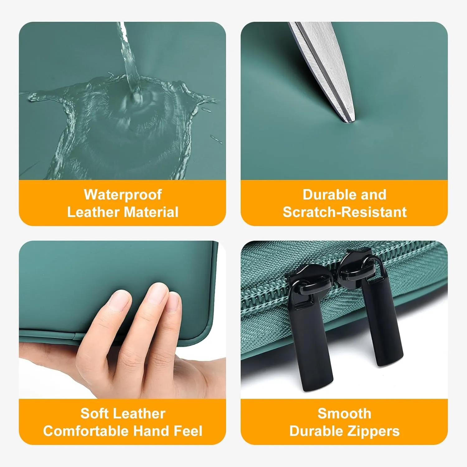 Leather Cord Organizer - Portable Tech Organizer Travel Case for Charger, Electronic Accessories - Waterproof, Double Layer - Large (Deep Green)