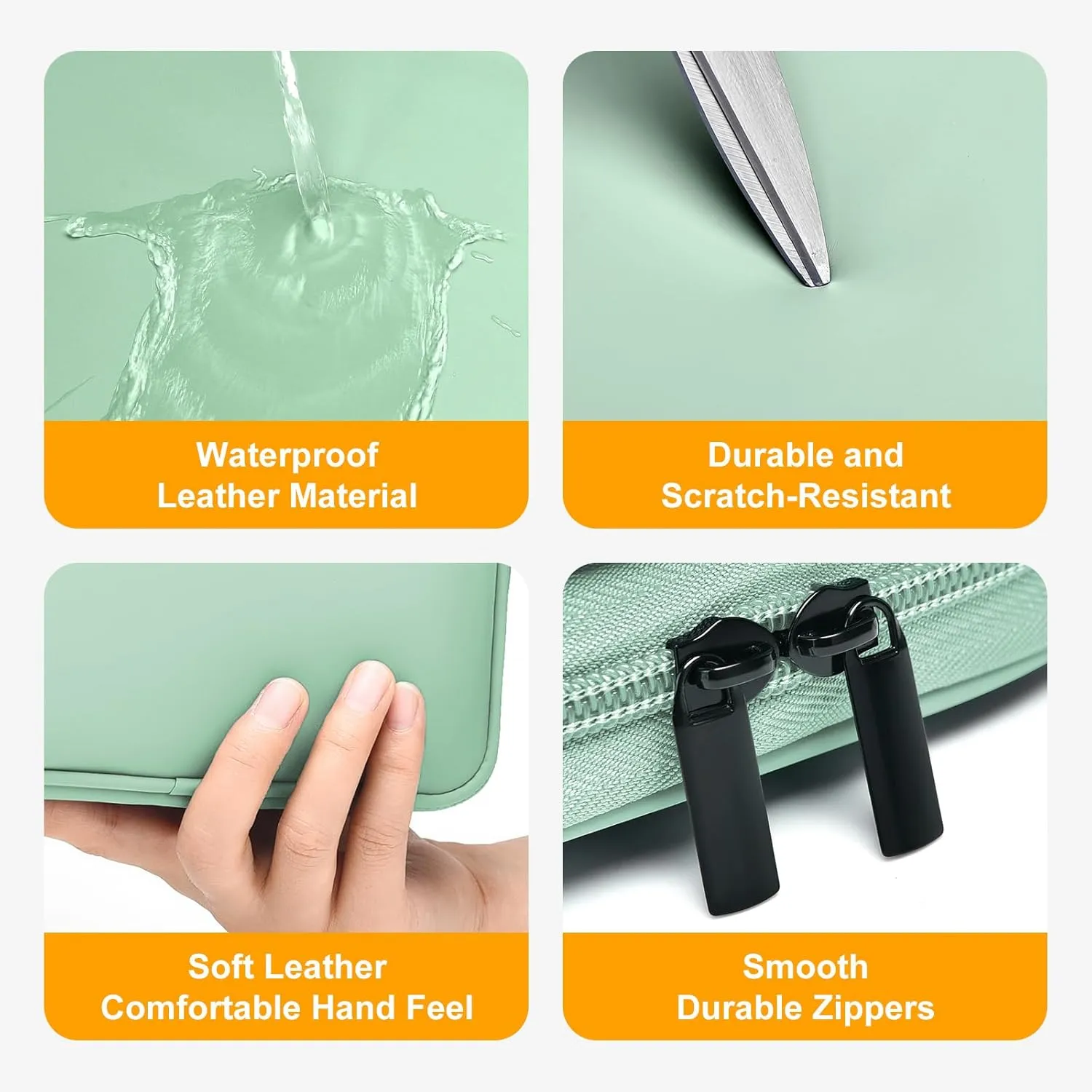Leather Cord Organizer - Waterproof Tech Organizer Bag - Portable Travel Case for Charger & Electronic Accessories (Light Green, Double Layer-Large)