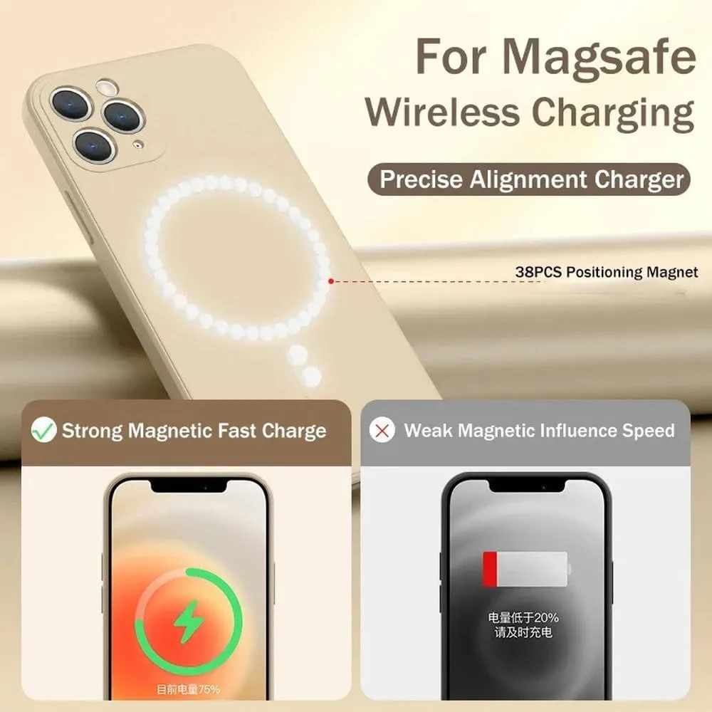 Liquid Silicone Case for iPhone 15 11 13 12 14 Pro Max XR Xs Plus Phone Magnetic Wireless Charging for Cover,red, for iPhone 14Promax
