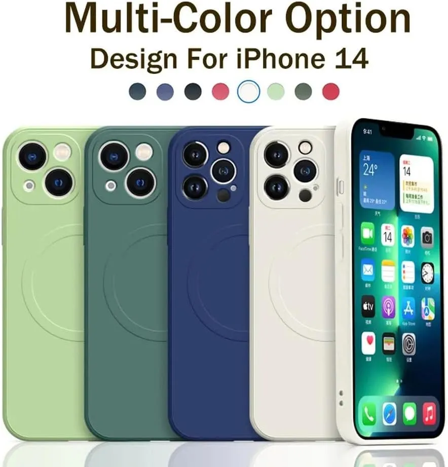 Liquid Silicone Case for iPhone 15 11 13 12 14 Pro Max XR Xs Plus Phone Magnetic Wireless Charging for Cover,red, for iPhone 14Promax