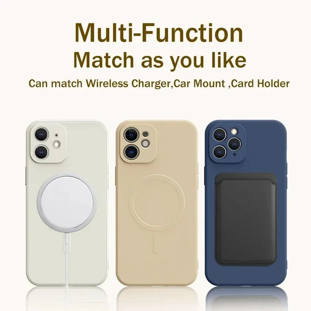Liquid Silicone Case for iPhone 15 11 13 12 14 Pro Max XR Xs Plus Phone Magnetic Wireless Charging for Cover,red, for iPhone 14Promax