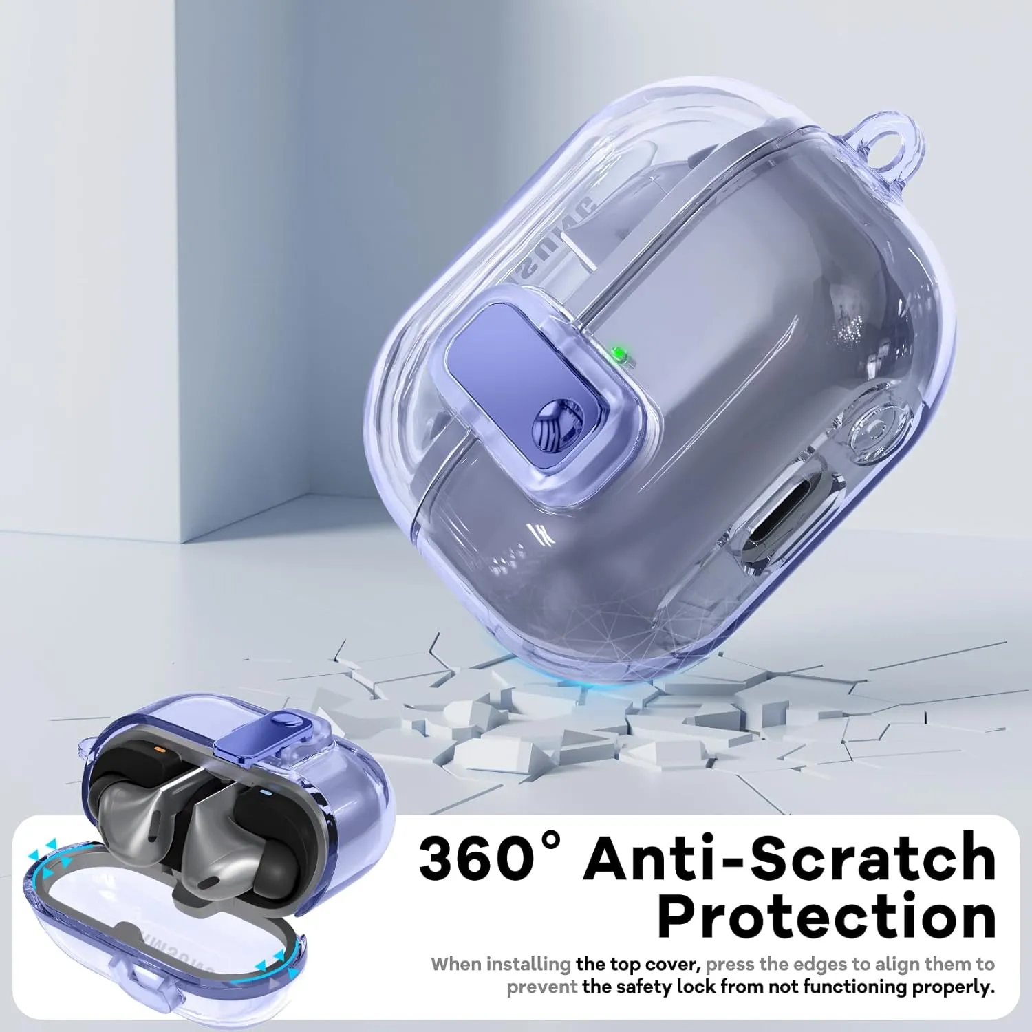 Lockable Housingfor Samsung Galaxy Buds 3 Case/Galaxy Buds 3 Pro Case,Compatible with Galaxy Buds Pro 3 Cases Flexible TPU Clear Cases and Cleaner Kit Accessories for Men for Women (Blue)