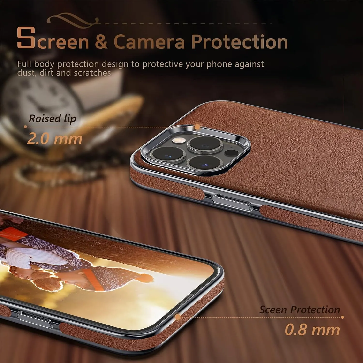 LOHASIC Compatible with iPhone 14 Pro Case, 6.1 inch 2022 Luxury Leather Slim with Anti-Scratch Microfiber Lining Protective Back Cover Cases for iPhone 14 Pro - Brown