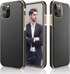 LOHASIC for iPhone 12 Pro Max Phone Case, Luxury Leather Business Premium Classic Cover Non Slip Grip Flexible Shockproof Bumper Protective Cases Compatible with iPhone 12 Pro Max 5G 6.7" - Black