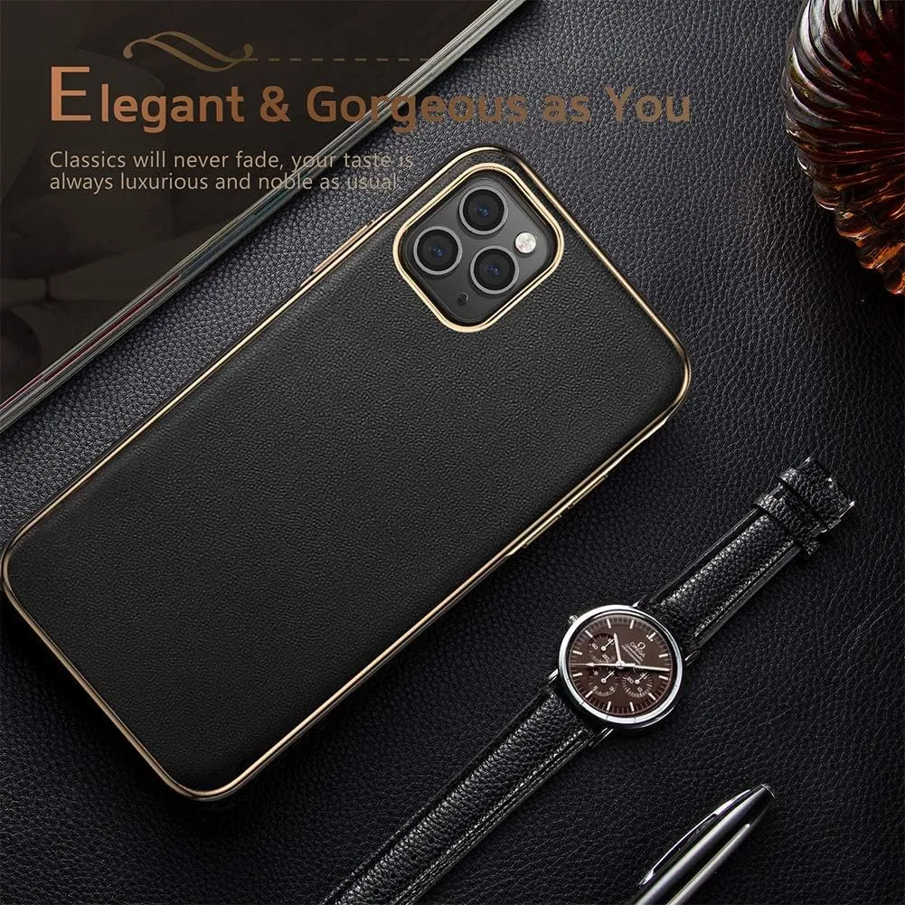 LOHASIC for iPhone 12 Pro Max Phone Case, Luxury Leather Business Premium Classic Cover Non Slip Grip Flexible Shockproof Bumper Protective Cases Compatible with iPhone 12 Pro Max 5G 6.7" - Black